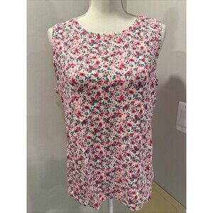Croft & Barrow Women’s Pink White Floral Tank Top Size Petite Large